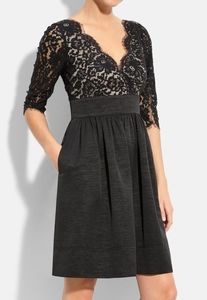 Eliza J Lace & Faille Wrap Top Cocktail Dress